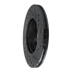 Mini Cooper Brake Rotor (1) - Front Left - R1 Concepts - Drilled & Slotted - Black - `14-`21